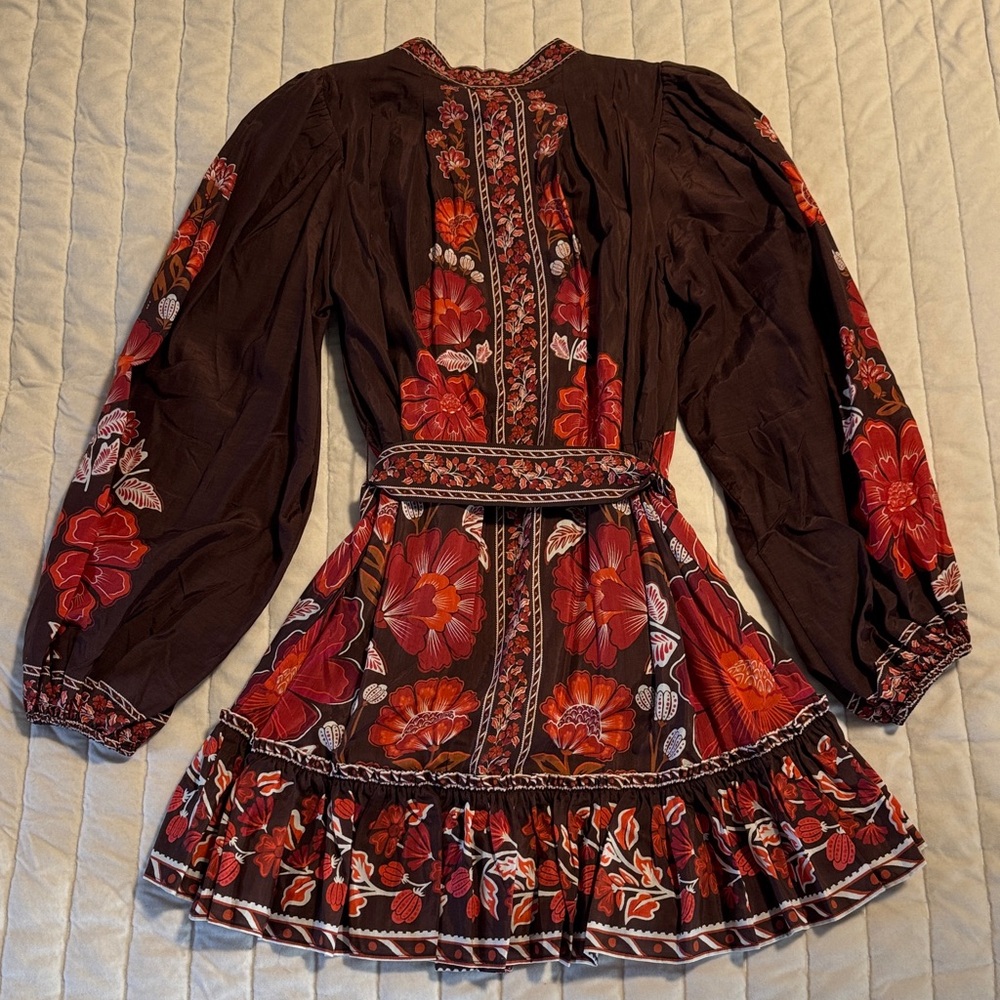 FARM Rio Burgundy Floral Mini Dress with Red and Pink Accents - Picture 7 of 7